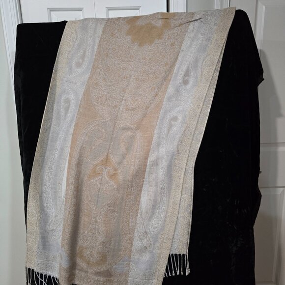 Charming Charlie - Grey/Brown Pashmina Feel with Tassels - Scarf - Picture 4 of 5